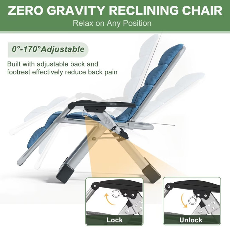 JTANGL Reclining Folding Zero Gravity Chair With Cushion - Wayfair Canada